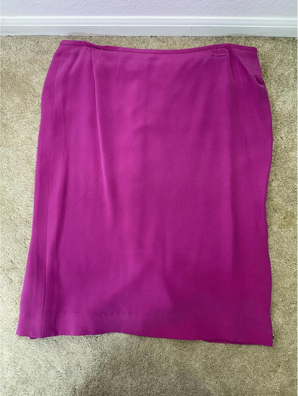 Sz 16P Kasper ASL Fuschia Pink Silk Suit Blazer Pencil Skirt Business - Picture 9 of 9